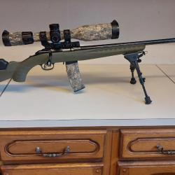 carabine ruger am&eacute;ricain rimfire od green 22lr tout &eacute;quip&eacute; bipied+lunette+ silencieux ase utra