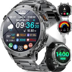 Montre Connect&eacute;e Homme, Batterie 1400mAh, &Eacute;cran HD 1,7 Pouce, Lampe LED, 110+ Modes Sport Montre Mil