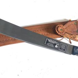 Ancienne Machette US Legitimus Collin's avec Fourreau cuir Lame Grav&eacute;e