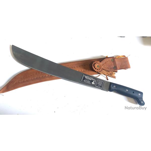 Ancienne Machette US Legitimus Collin's avec Fourreau cuir Lame Grav�e