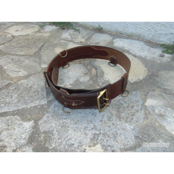 RARE CEINTURON MILITAIRE CUIR OFFICIER SAM BROWN BELT MANUFRANCE 39/45
