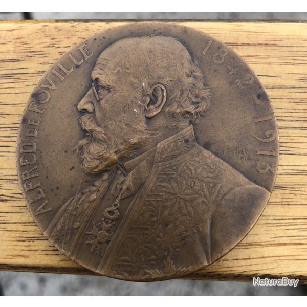Rare m�daille bronze Alfred de Foville "OMNIA IN NUMERO DISPOSUISTI" Pillet 1916