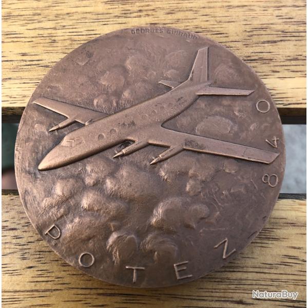 Ancienne m�daille aviation bronze Henry POTEZ 1911 1961 sign�e Georges Guiraud