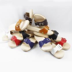 Claquettes mules en bois et cuir femme et homme 37 cuir choco