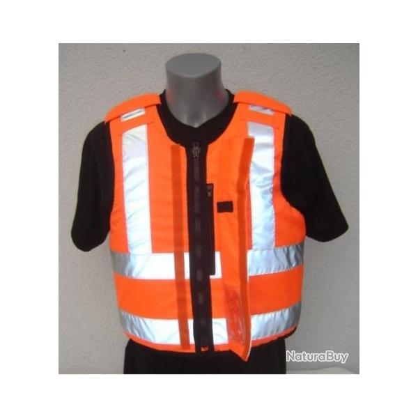 GILETS PARES BALLES ZIP CHASSEUR HAUTE VISIBILITE.