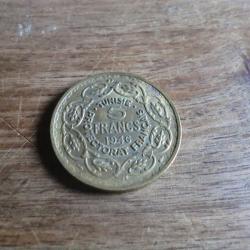 monnaie tunisie 5 francs  1946