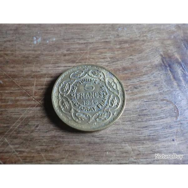 monnaie tunisie 5 francs  1946