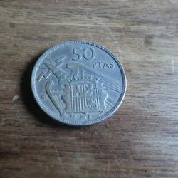 monnaie fransico franco   50 pesetas  1957