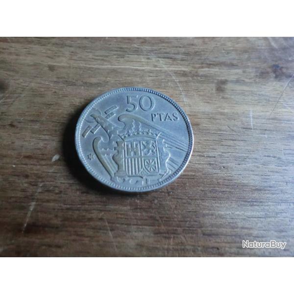 monnaie fransico franco   50 pesetas  1957