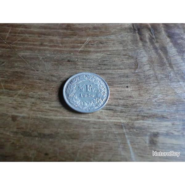 monnaie suisse argent  1/2 francs  1950