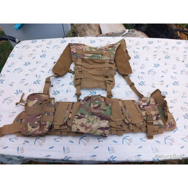 Gilet Tactique MOLLE Complet Syst�me de Portage Modulaire Nylon Terrain Tir Outdoor Camo multicam