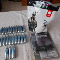 LOT 23 SPARCLETTES 12 GR SWISS ARMS+3100 BILLES BBS+VISEUR POINT VERT ET ROUGE/AIRSOFT/AIR