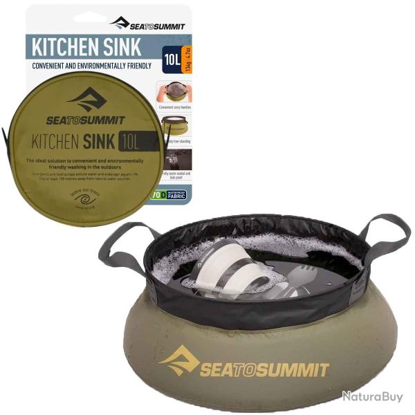 Bassine pliable et legere camping/bivouac - Sea to Summit - 10 litres Kaki