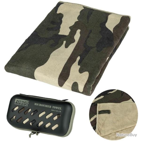 Serviette de voyage, s�chage rapide en microfibre - camo foret Camouflage Centre Europe 100 X 50 cm
