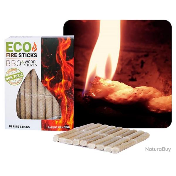B�tonnets allume-feu �cologiques Eco Fire - 18 pcs