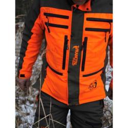 Veste de chasse Francital Cerb&egrave;re orange fluo et vert, 11 poches 3XL