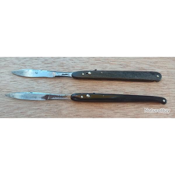 Lot 2 bistouris pliants m�dicaux anciens XIXe - sign�s CHARRI�RE & BLAISE Paris