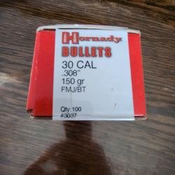 100 Hornady 30 cal .308 150 gr FMJ/BT
