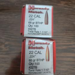100 Hornady Match 22 cal .224 68 gr HP/BT