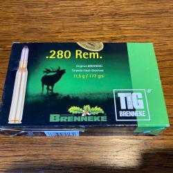 20 munitions Brenneke TIG cal 280rem 177gr  11.5g