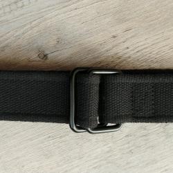 Ceinturon &agrave; boucle double D "Drizzte" - Noir - 100% coton haute densit&eacute; - l. 38 mm - Taille 130 cm