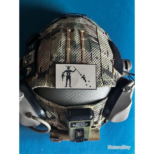 Patch tactique Blackbeard (Barbe Noire) - Fond Sable / Tan (5x8 cm / 100 % Cordura 500D)