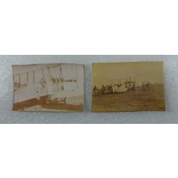 LOT DE 2 ANCIENNES PHOTOS ORIGINALES AEROPLANES ANGLAIS GUERRE DE TRANCH&Eacute;E 1915