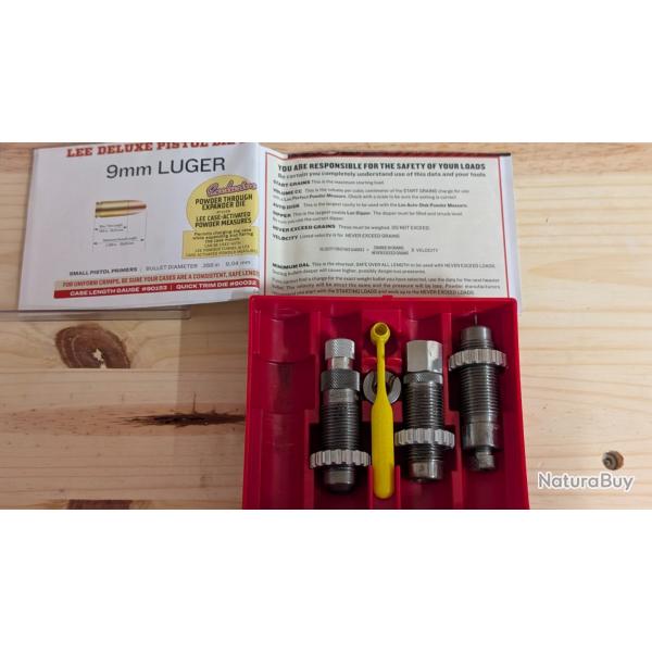 JEU D'OUTILS 3P LEE DELUXE AVEC SUPPORT DOUILLE 9MM 9x19 9luger