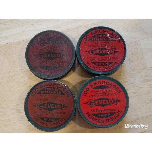 lot de 4 Boite d'amorces GEVELOT Ferm�s rougis