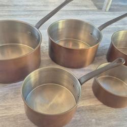 lot de 5 casseroles en cuivre &eacute;tam&eacute; pour cuisine pro