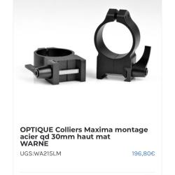 Colliers Warne Maxima QD 30 mm Hauts � D&eacute;montage rapide (Weaver / Picatinny)