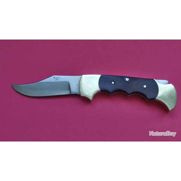 Rare couteau pliant vintage RIGID KNIVES USA R-9 Apache - Lockback (Ann�es 70).
