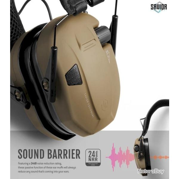 Casque antibruit �lectroniques SAVIOR tan