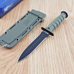 Couteau de Cou Dague Tactical Mini Kabai MTECH Lame Acier 440 Manche FRN Etui Plastique Chaine 32dgn