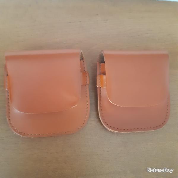 Pochettes en cuir  pour 2 x 6 balles carabine