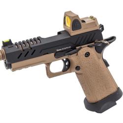 R&eacute;plique GBB gaz Vorsk Hi-Capa 3.8 PRO + Red Dot BDS Noir /Tan