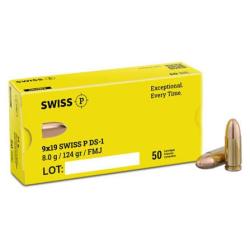 Munitions Swiss P 9 mm Luger FMJ 124 gr DS-1 1 boite ( 50 munitions )