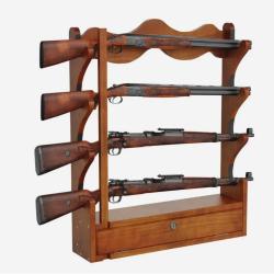 Ratelier Mural 4 Fusils, Porte-fusil en Bois, Rack &agrave; Fusils  Charge 60 kg, ENCHERE 1 EURO