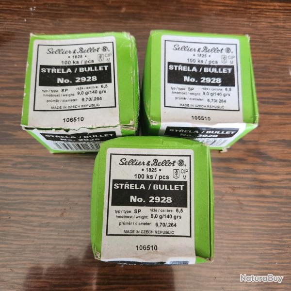 Ogives 2928 SELLIER BELLOT cal.6,5-6,70/.264 mm SP 140gr /100