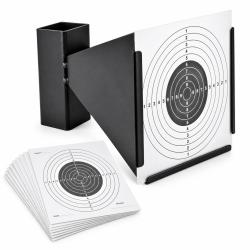 Pack 100 Cibles blanches JS TACTICAL 14X14 + Porte cibles conique WOSPORT