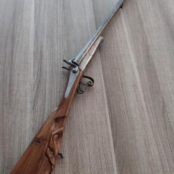ancien fusil de chasse &agrave; broche calibre 16/65 propre et fonctionnel crosse &agrave; la Fran&ccedil;aise sculpt&eacute;e