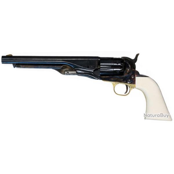 R�VOLVER � POUDRE NOIRE PIETTA 1860 ARMY ACIER IVOIRINE BARILLET CANNEL� 8" .44 PN
