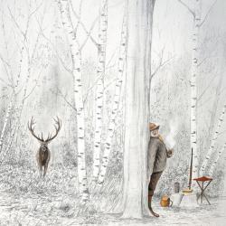 Tirage d'Aquarelle &laquo; Pause casse-cro&ucirc;te &raquo; - Thibault de Witte