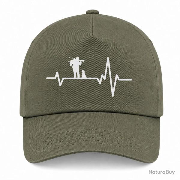 Casquette Chasse - Battement de coeur - Kaki / Blanc