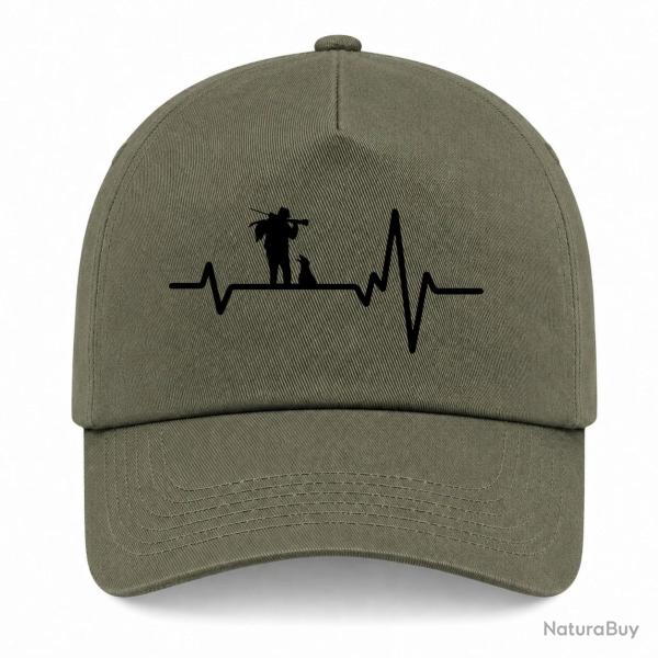 Casquette Chasse - Battement de coeur - Kaki / Noir