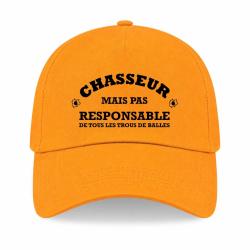 Casquette Humour Chasse - Chasseur mais pas responsable de tous les trous de balles - Jaune