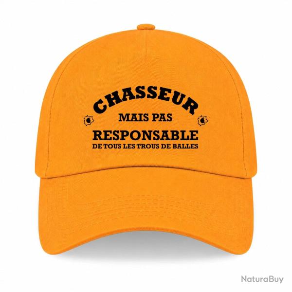 Casquette Humour Chasse - Chasseur mais pas responsable de tous les trous de balles - Jaune