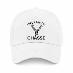 Casquette Chasse - J'peux pas j'ai chasse - Cerf - Blanc
