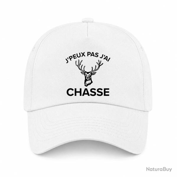 Casquette Chasse - J'peux pas j'ai chasse - Cerf - Blanc
