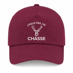 Casquette Chasse - J'peux pas j'ai chasse - Cerf - Bordeaux